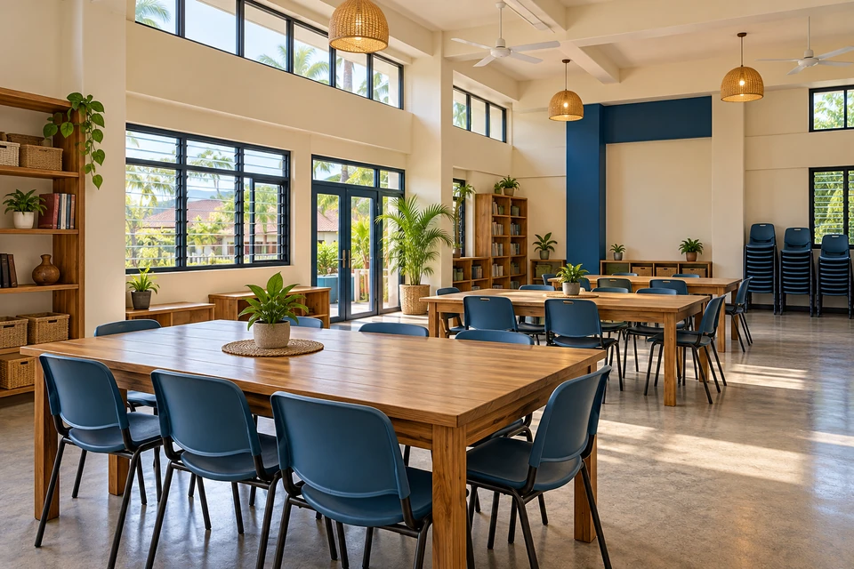 AI concept visualisation of a furnished community room