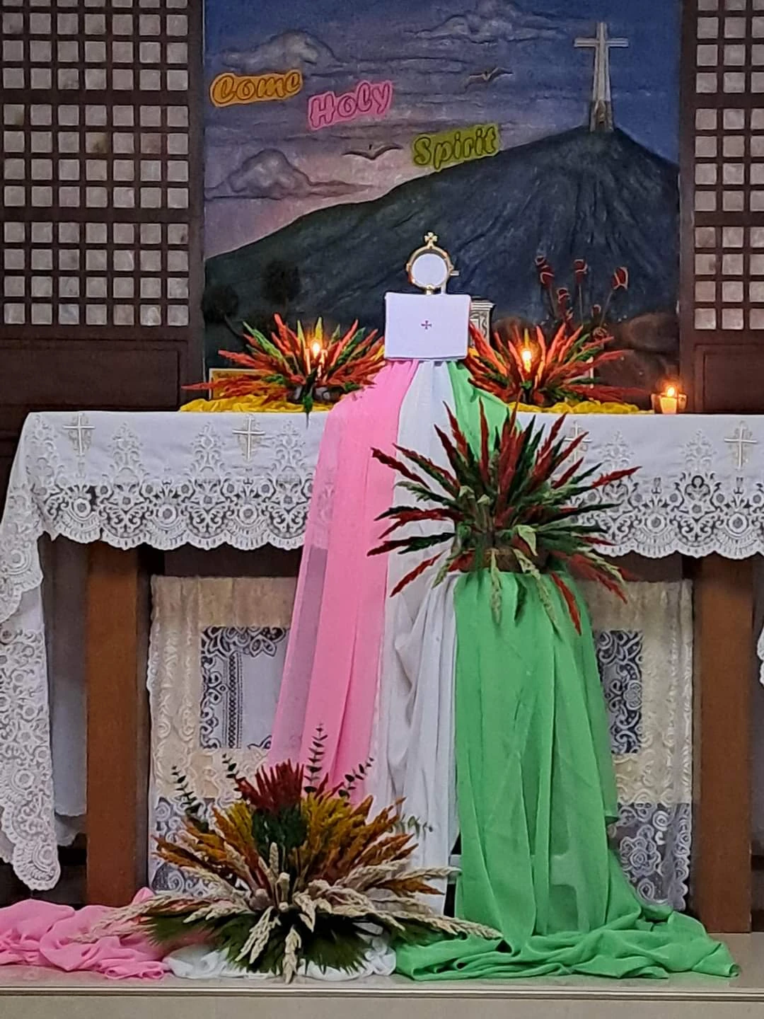 A decorated chapel altar for prayer and devotion