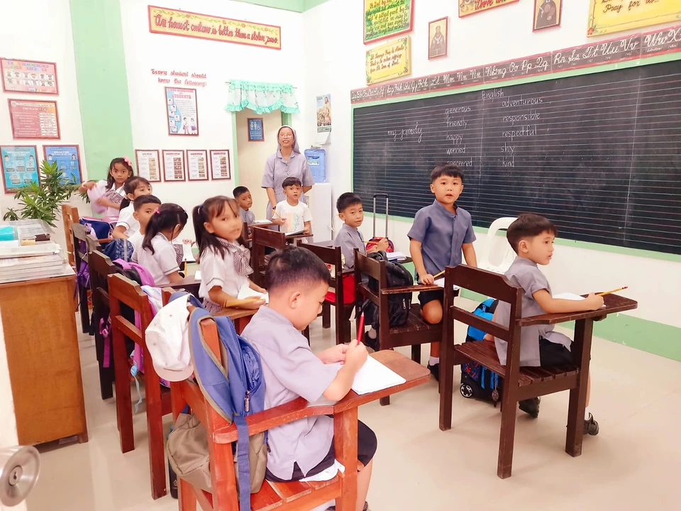 Children learning together in a classroom